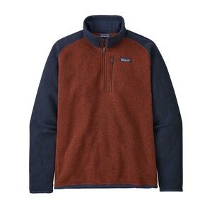 Patagonia Men's Better Sweater 1/4-Zip in Barn Red with New Navy size S